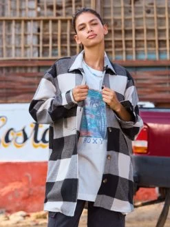 Roxy Womens Check The Swell Checkered Shacket