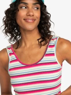 Roxy Womens Keep It Wavy Printed Ribbed Tank Top