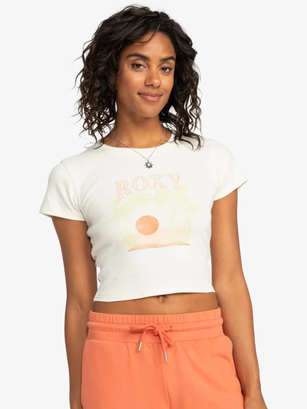 Womens Roxy All Day Short Sleeve Cropped T-Shirt - Image 9