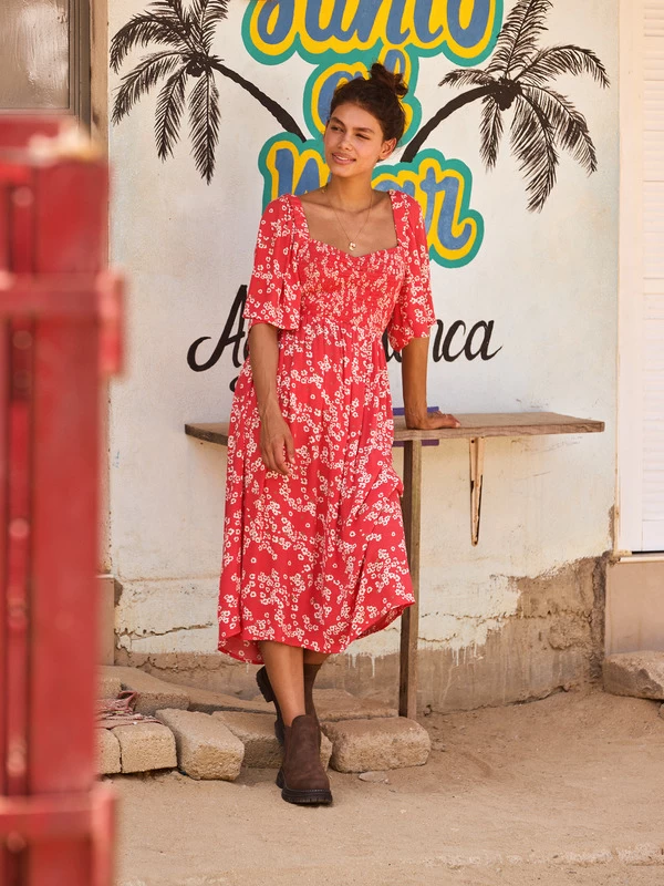 Roxy Womens Golden Dawn Midi Fit & Flare Dress - Image 6