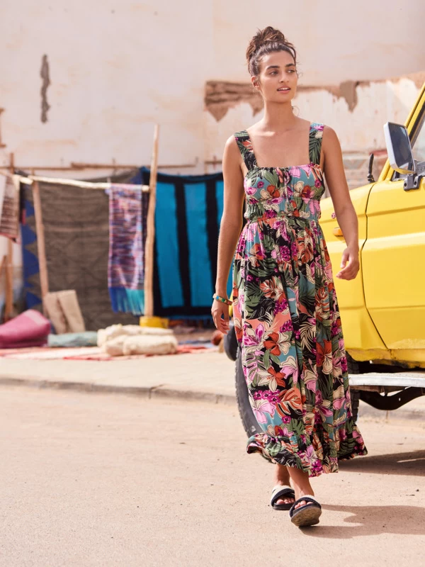 Roxy Womens Paradise Winds Tropical Midi Dress - Image 2