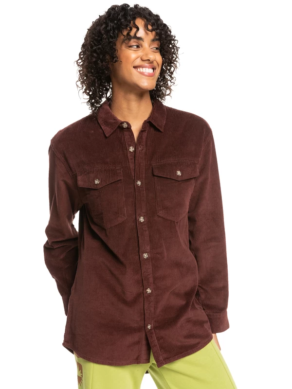 Roxy Womens Let It Go Corduroy Long Sleeve Shirt
