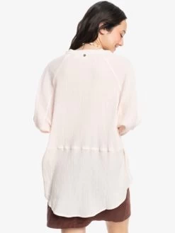 Roxy Womens Blue Morning Oversized Long Sleeve Shirt