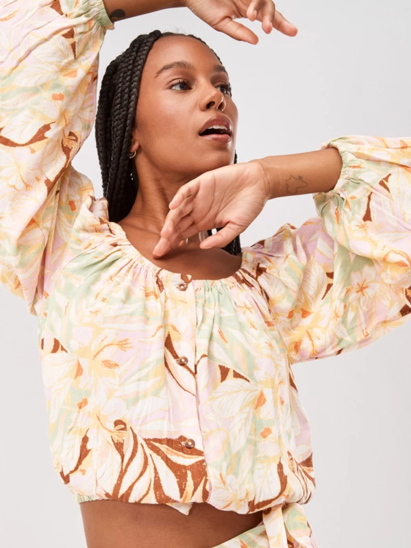 Roxy Womens Sunset Kiss Puff Sleeve Top - Image 8