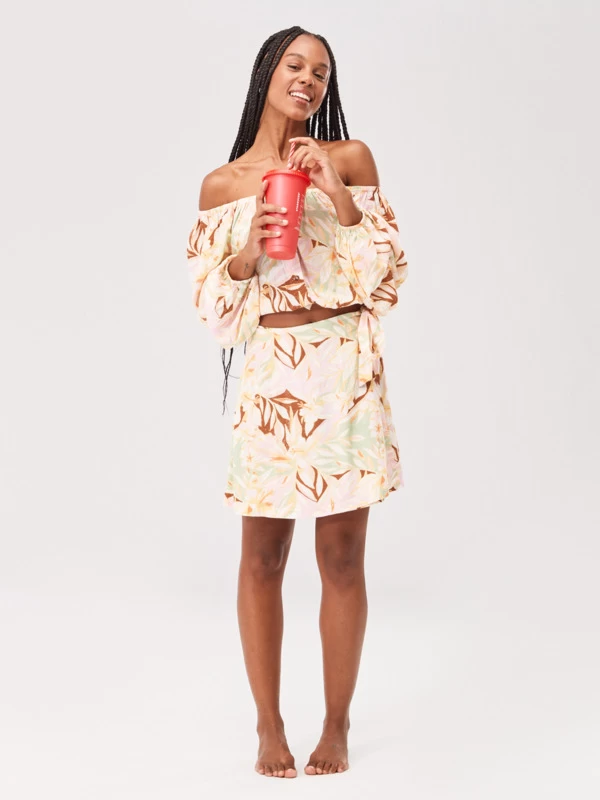 Roxy Womens Sunset Kiss Puff Sleeve Top