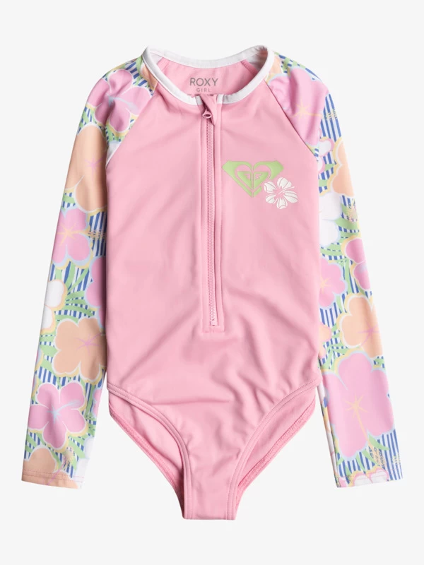 Roxy Girls 2-7 Tiny Flower Long Sleeve One-Piece Rash Vest - Image 9