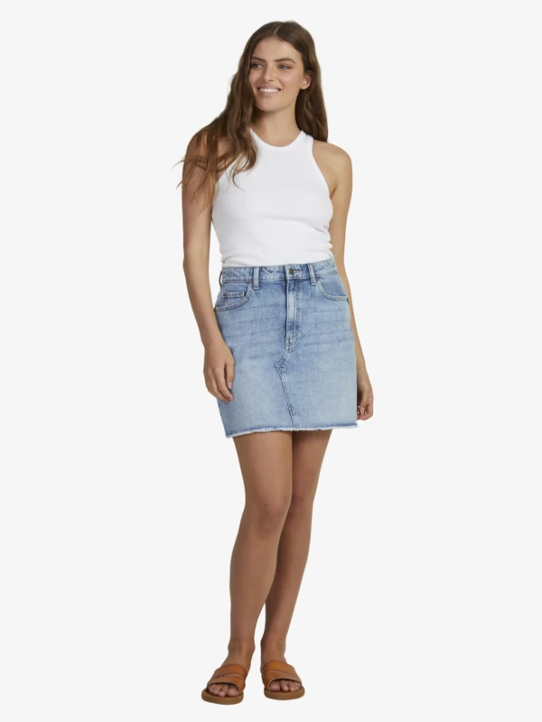 Roxy Womens Rain Beau Blue Mini Denim Skirt - Image 6