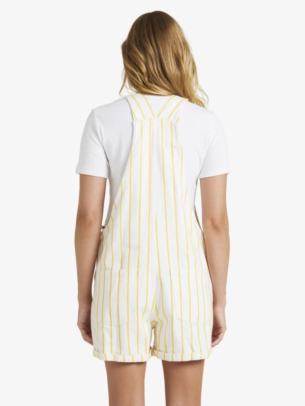 Roxy Womens Great Time Stripe Denim Dungaree Shorts - Image 3