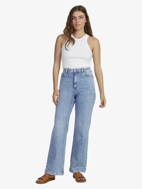 Roxy Womens Luna Beau Blue Stretch Denim Jeans - Image 3