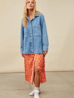 Roxy Womens Our Love Shacket Denim Jacket