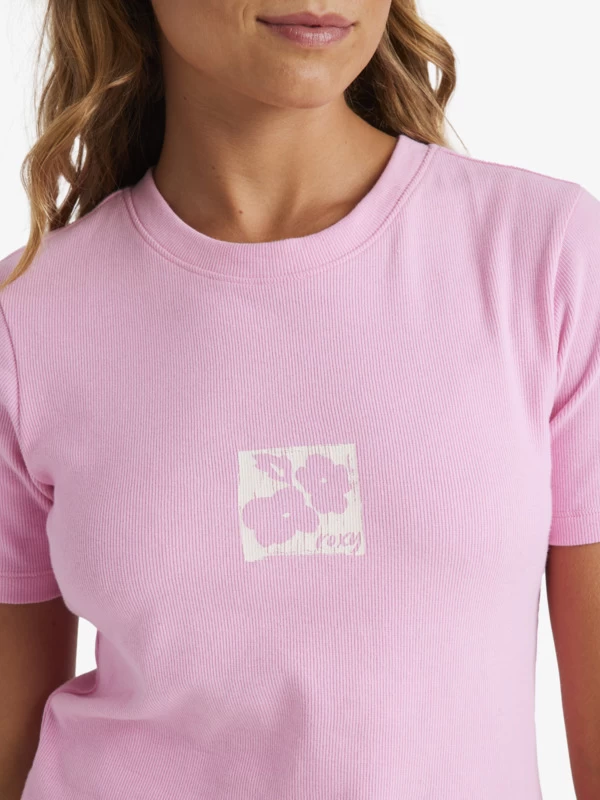 Roxy Womens Baby Tee Short Sleeve Rib Knit Top - Image 4