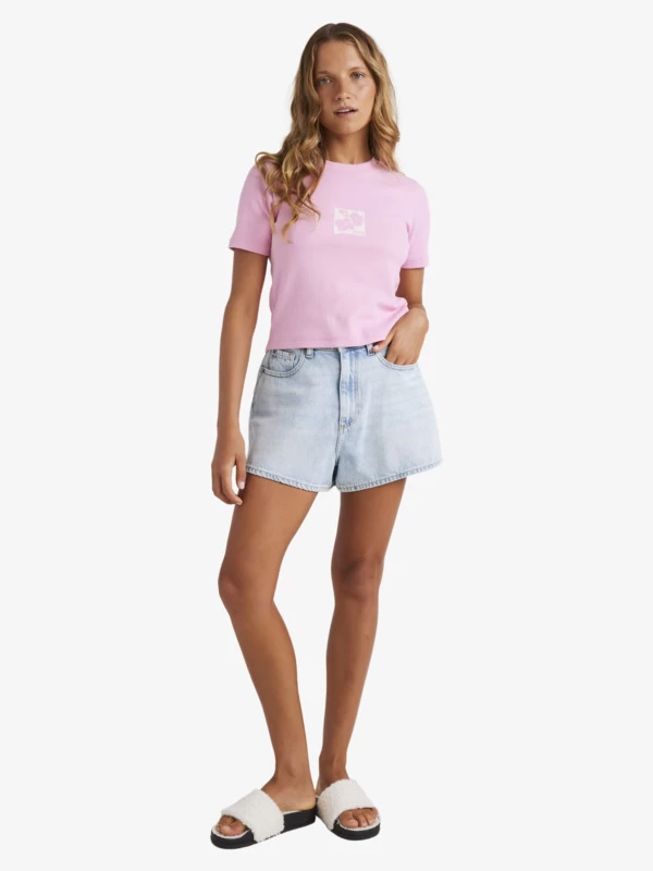 Roxy Womens Baby Tee Short Sleeve Rib Knit Top - Image 3