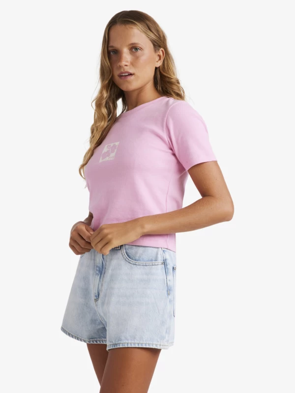 Roxy Womens Baby Tee Short Sleeve Rib Knit Top - Image 2