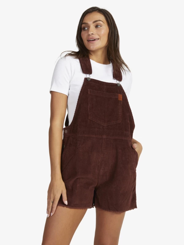 Roxy Womens Great Time Corduroy Dungaree Shorts - Image 4