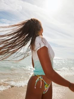 Roxy Womens Hibiscus Dip Cropped T-Shirt