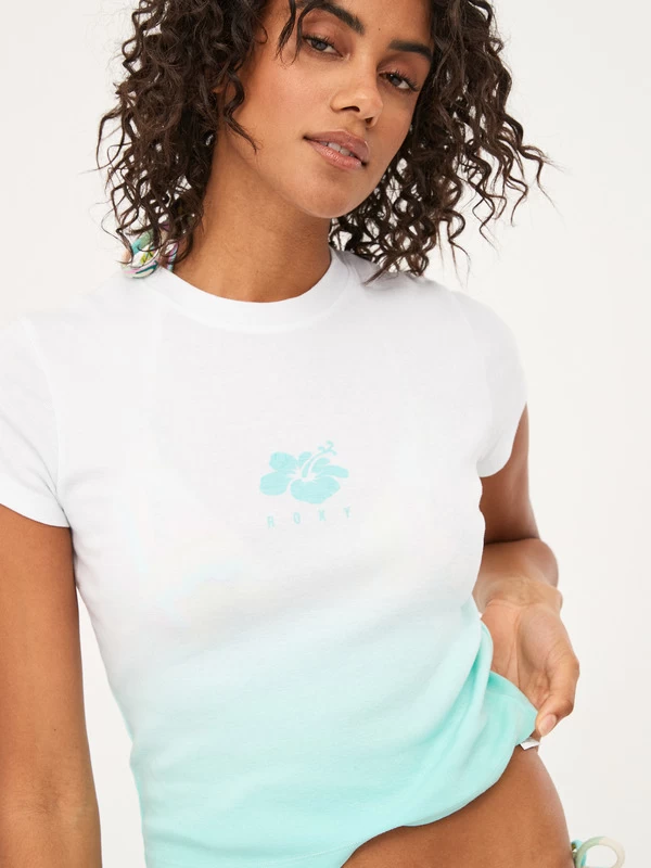 Roxy Womens Hibiscus Dip Cropped T-Shirt - Image 2