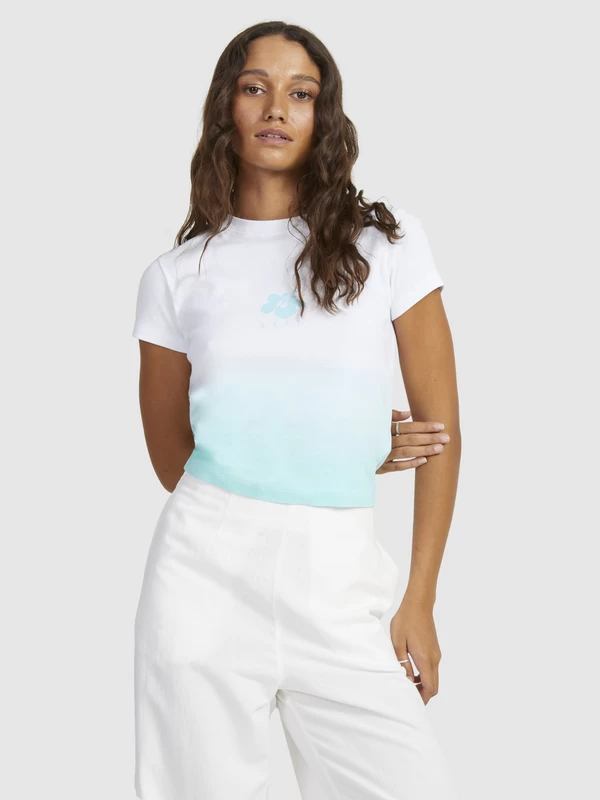 Roxy Womens Hibiscus Dip Cropped T-Shirt - Image 4