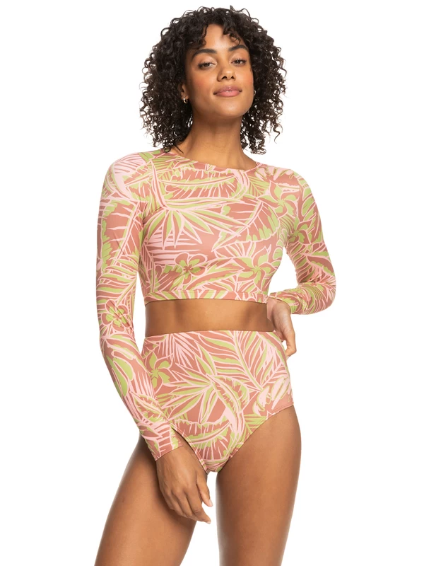 Womens Roxy Pro Nose Ride Cropped Long Sleeve Rash Vest - Image 3