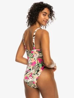 Roxy Womens Printed Beach Classics High Leg One-Piece Swimsuit