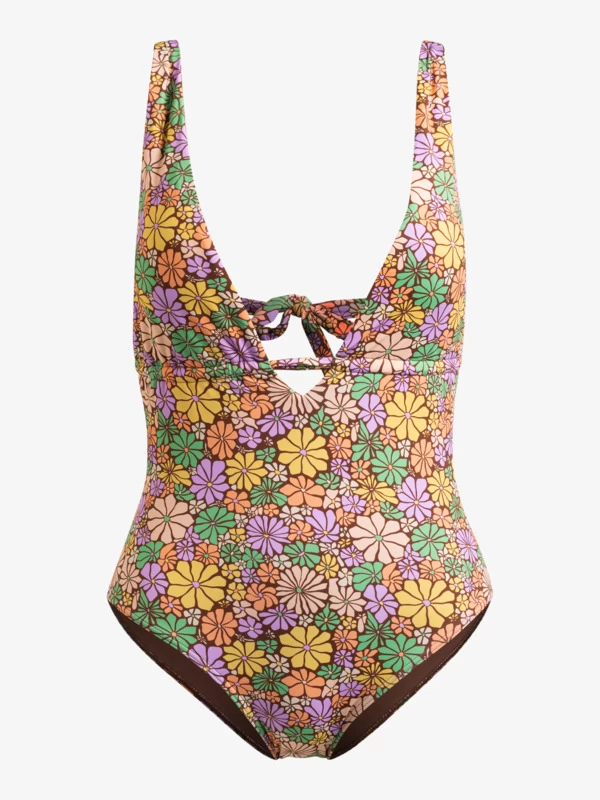 Roxy Womens All About Sol Tie Back One-Piece Swimsuit