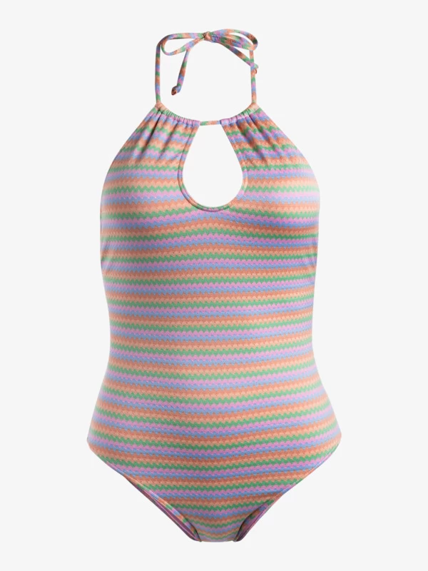 Roxy Womens Wavy Stripe Halter Neck One-Piece Swimsuit - Image 4