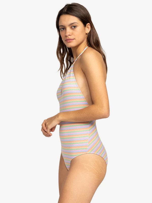 Roxy Womens Wavy Stripe Halter Neck One-Piece Swimsuit - Image 6