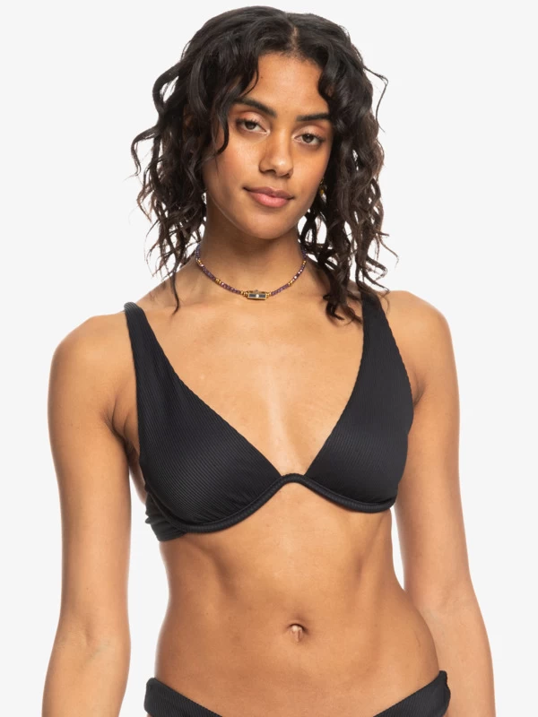 Womens Rib Roxy Love Offshore V-Neck Bikini Top