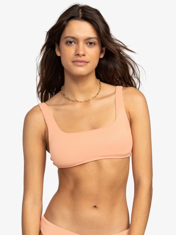 Womens Rib ROXY Love The Glassy Bralette Bikini Top