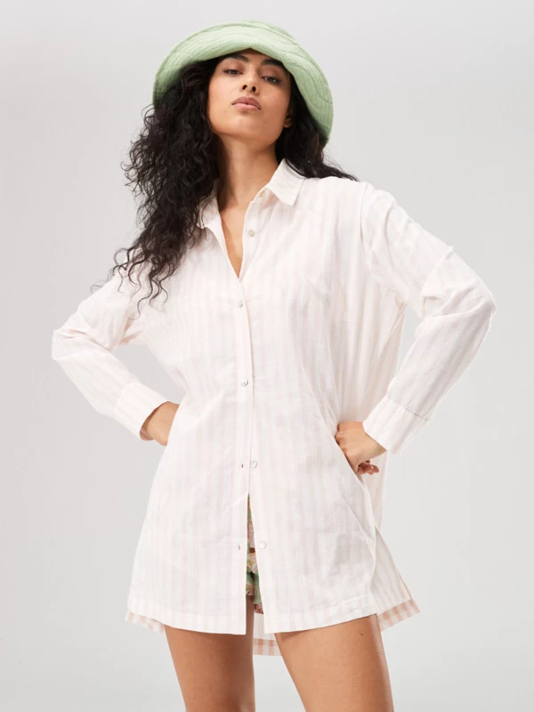 Roxy Womens Welcome Summer Beach Shirt Dress - Image 3