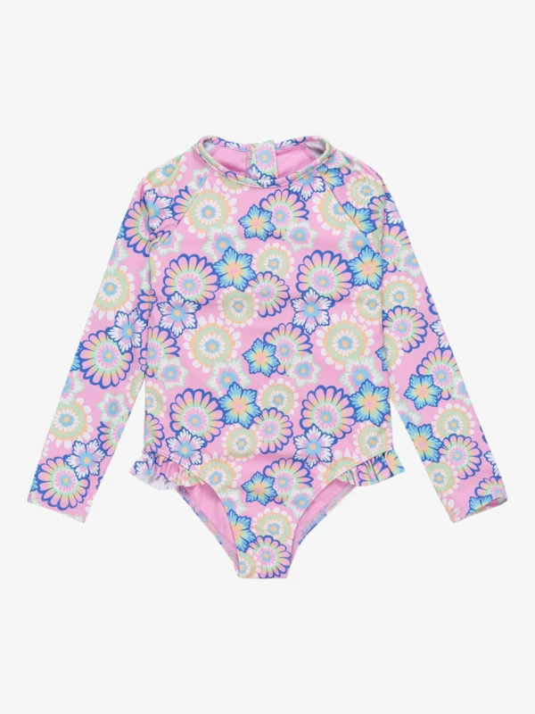 Roxy Girls 2-7 Flower PartyLong Sleeves One-Piece Rashguard