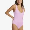 Womens Rib ROXY Love New High Leg One-Piece Swimsuit