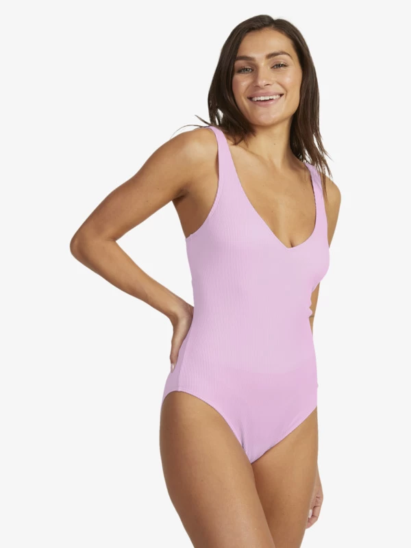 Womens Rib ROXY Love New High Leg One-Piece Swimsuit